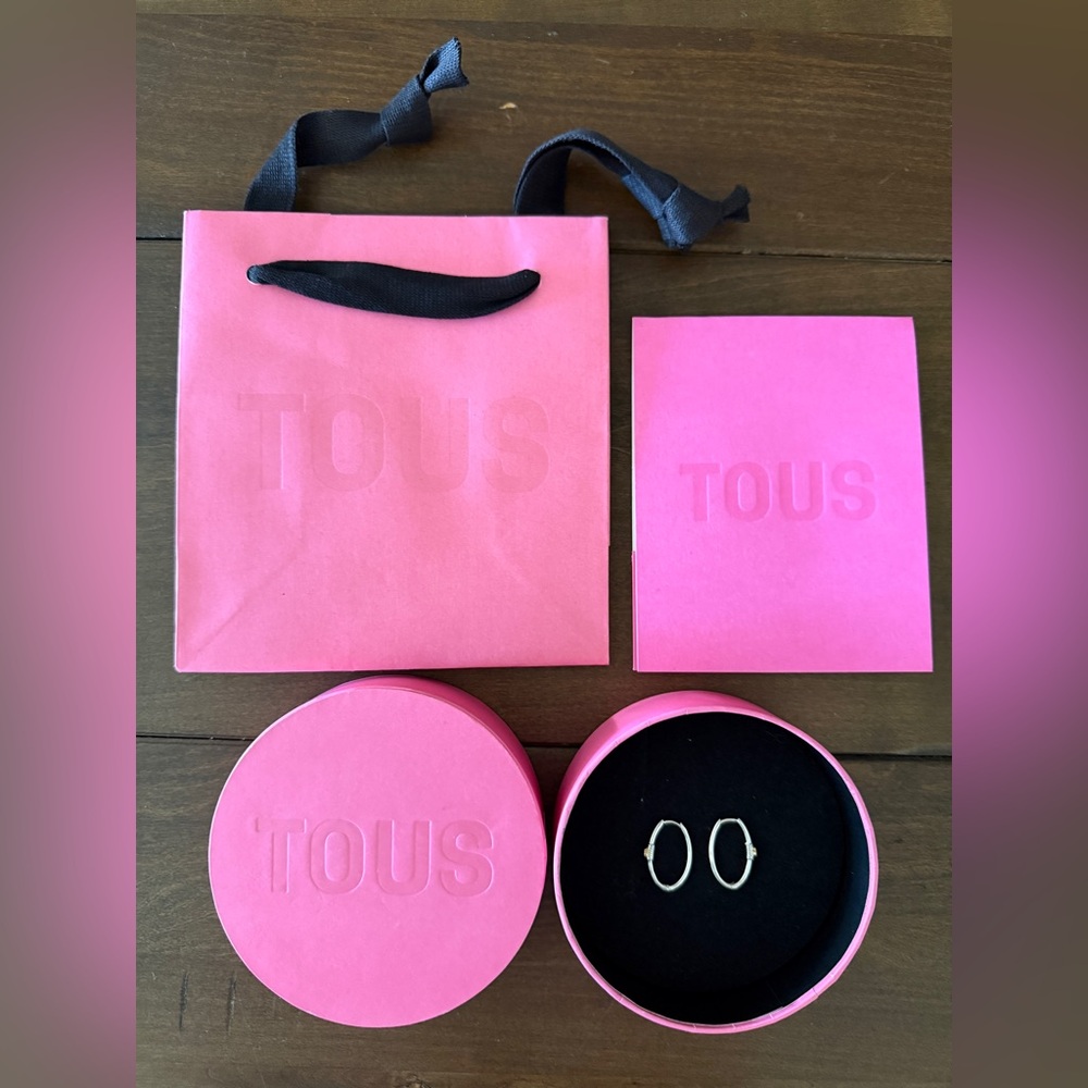 TOUS Silver and Silver Vermeil Lure Hoop Earrings, NEW in original packaging